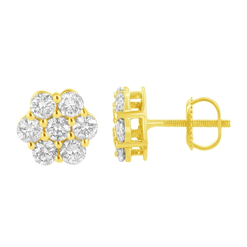 14K Yellow Gold 1.0 Cttw Diamond Flower Earring (J-K Color, I1-I2 bingut-4b.myshopify.com product_type