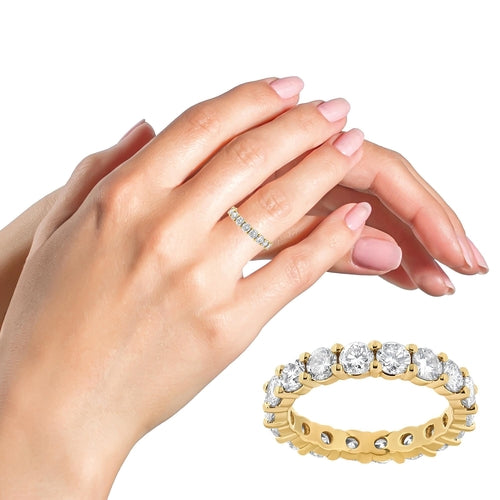 14K Yellow Gold 3.00 Cttw Shared Prong Set Round Cut Diamond Eternity bingut-4b.myshopify.com product_type