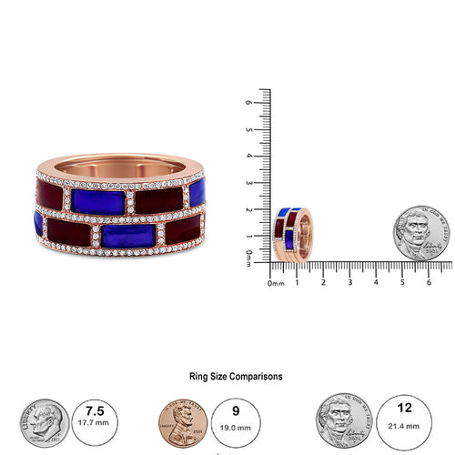 18K Rose Gold Alternating Red and Blue Enamel and 1/2 Cttw Diamond bingut-4b.myshopify.com product_type