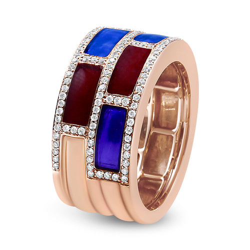 18K Rose Gold Alternating Red and Blue Enamel and 1/2 Cttw Diamond bingut-4b.myshopify.com product_type