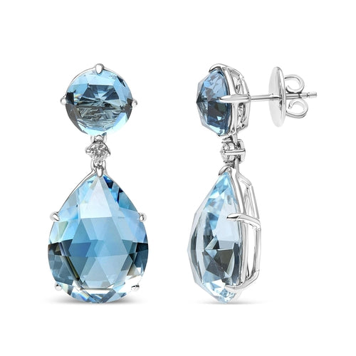 18K White Gold 1/5 Cttw Diamond with Round London Blue Topaz and 20 x bingut-4b.myshopify.com product_type