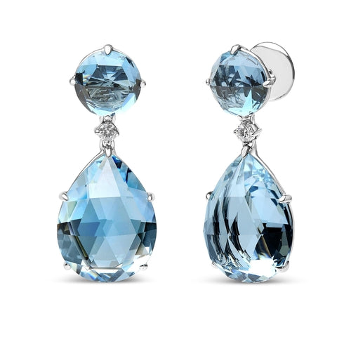 18K White Gold 1/5 Cttw Diamond with Round London Blue Topaz and 20 x bingut-4b.myshopify.com product_type