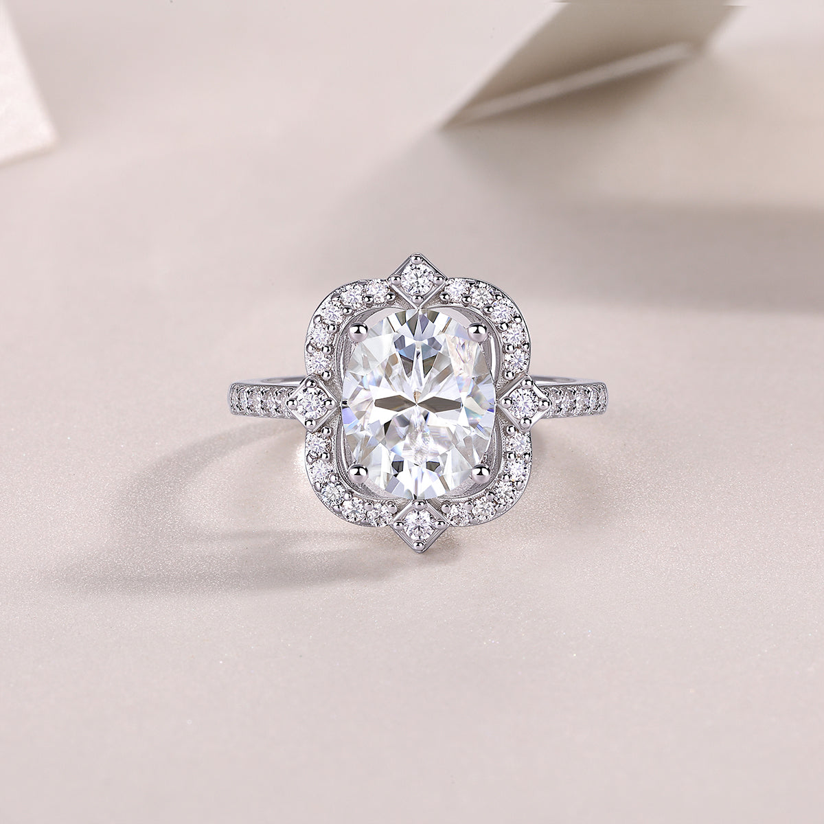 Camellia Moissanite S925 Silver Gold-Plated Statement Ring | Vloy