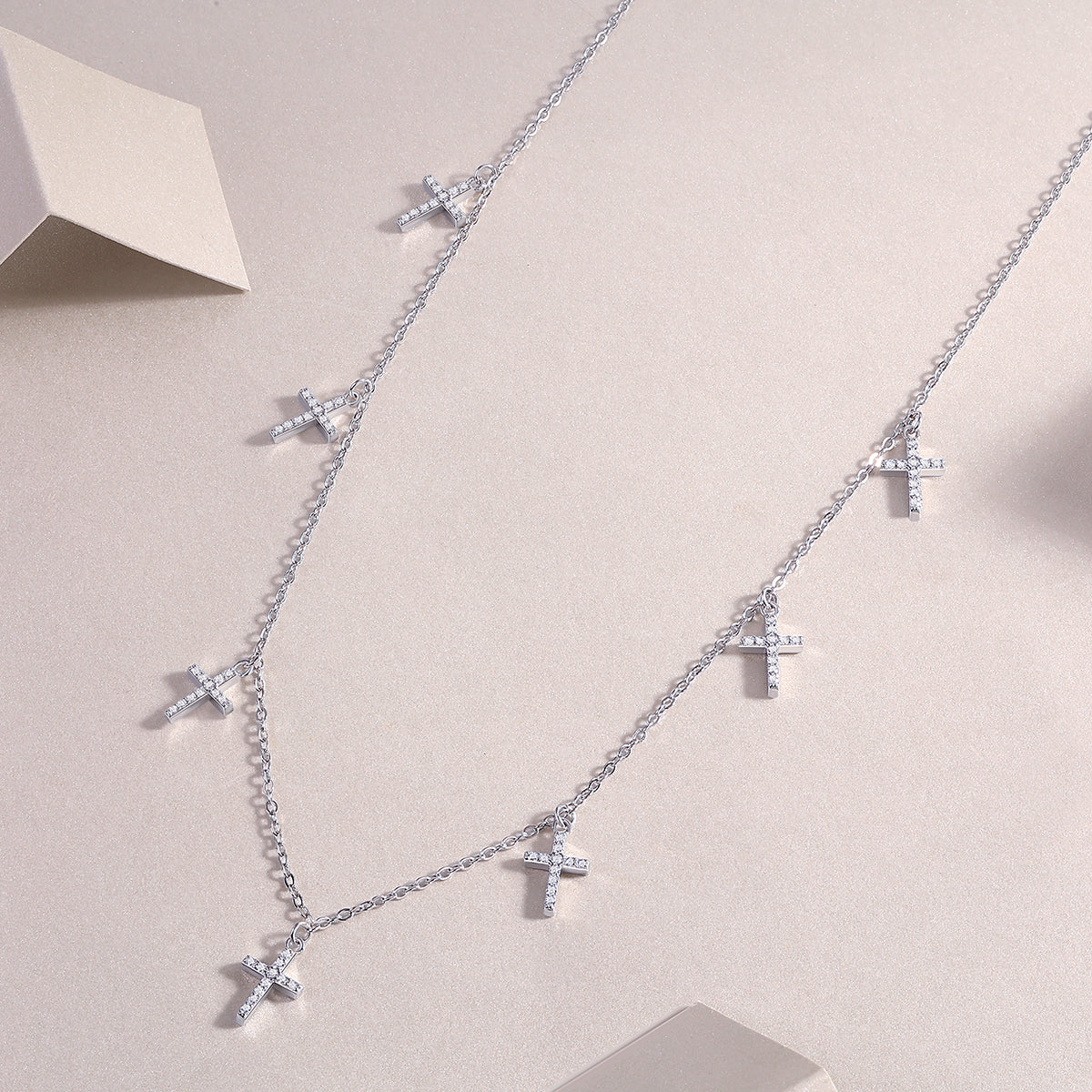 Moissanite Cross S925 Silver Platinum-Plated Pendant Necklace | Vloy