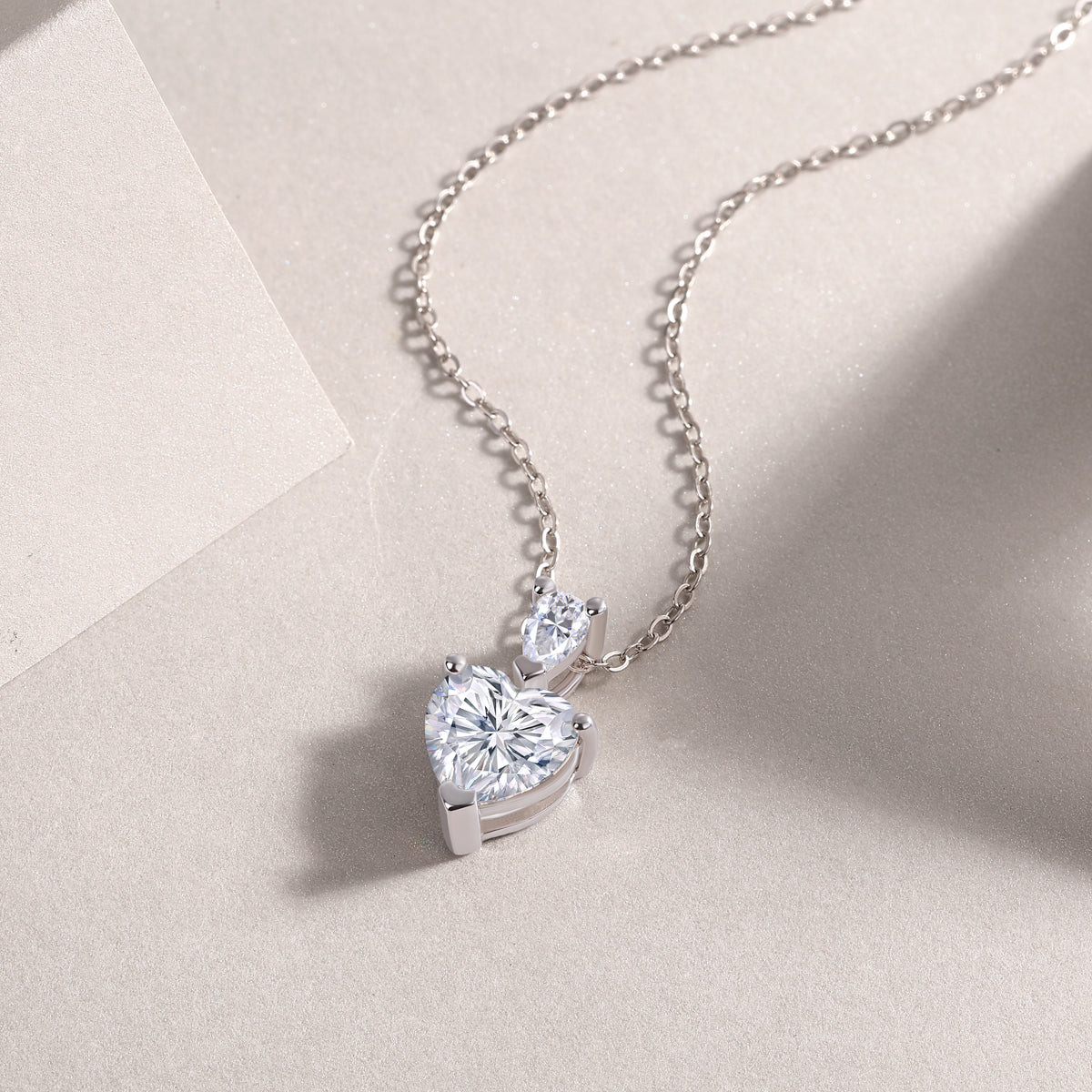 Heart-Shaped Moissanite S925 Silver Platinum-Plated Pendant | Vloy