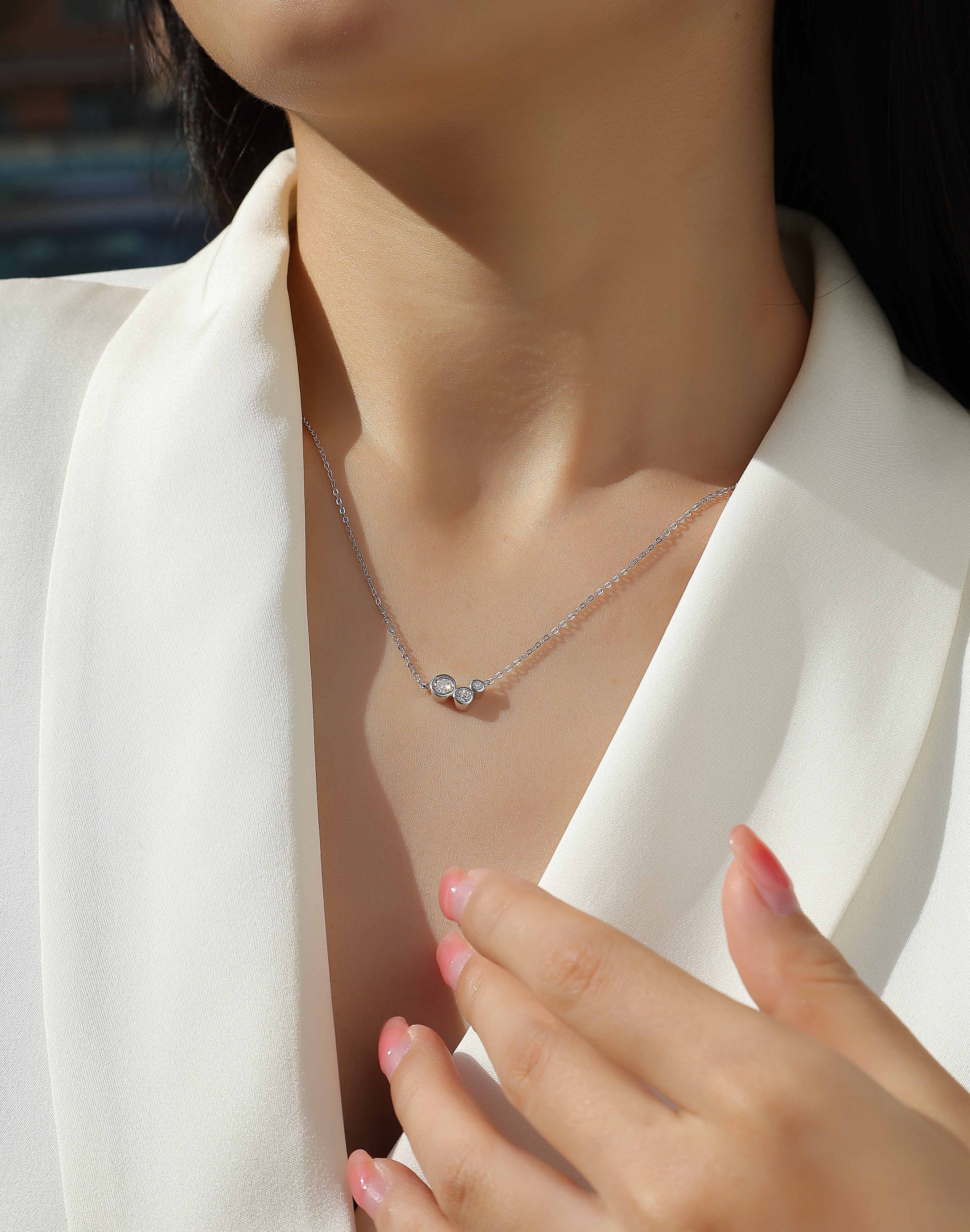 Luxurious Moissanite S925 Silver Pendant Necklace Set | Vloy