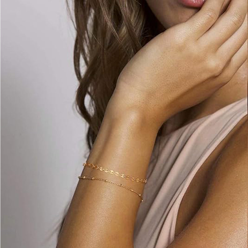 Charm-Stacked 14K Gold-Plated Evil Eye & Pearl Bracelet Set | Vloy
