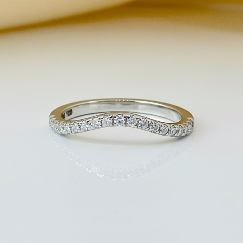 Curved Pave Diamond Wedding Band 14K Solid Gold bingut-4b.myshopify.com n/a