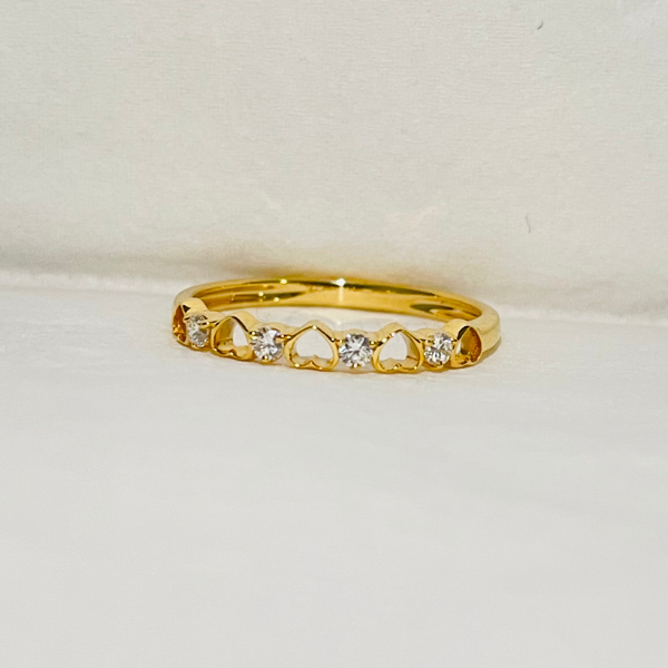 Heart Shape 14K Solid Gold Diamond Stacking Ring Band bingut-4b.myshopify.com n/a