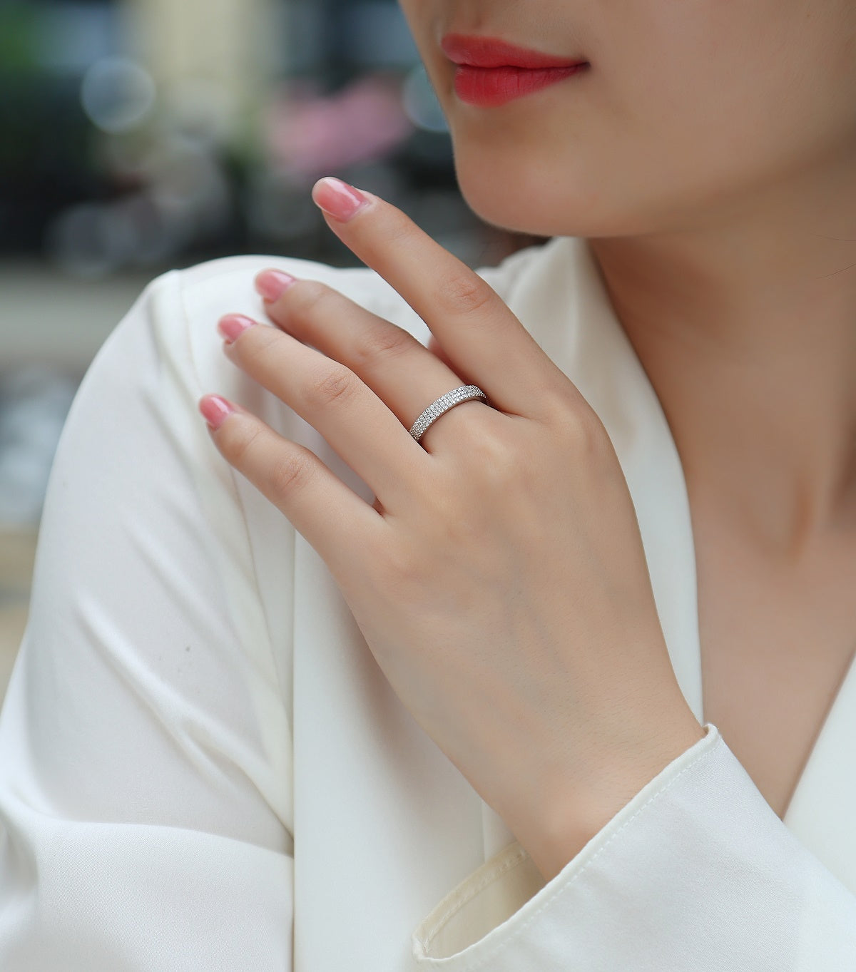 Brilliant Moissanite S925 Silver Platinum-Plated Luxury Ring | Vloy