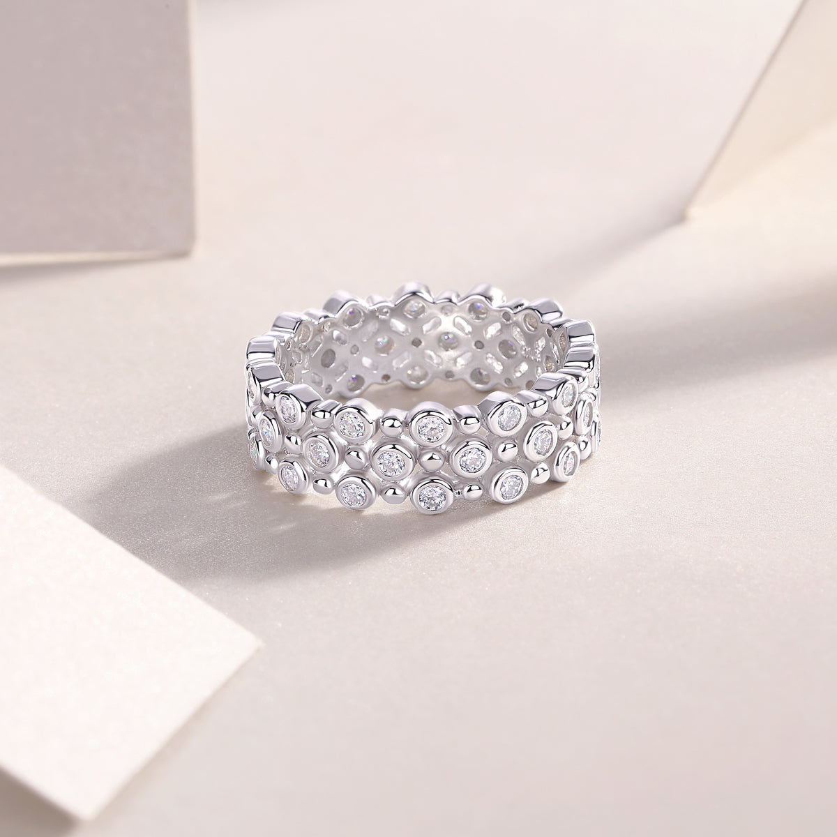Multi-Row Moissanite S925 Silver Luxury Statement Ring | Vloy