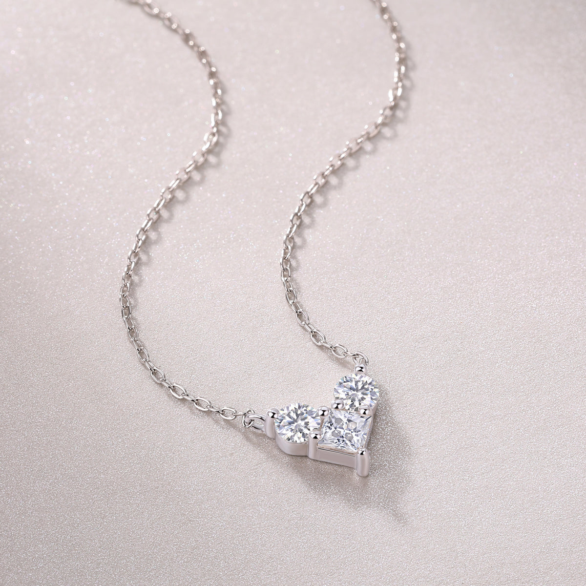Square-Cut Moissanite S925 Silver Pendant Necklace Set | Vloy