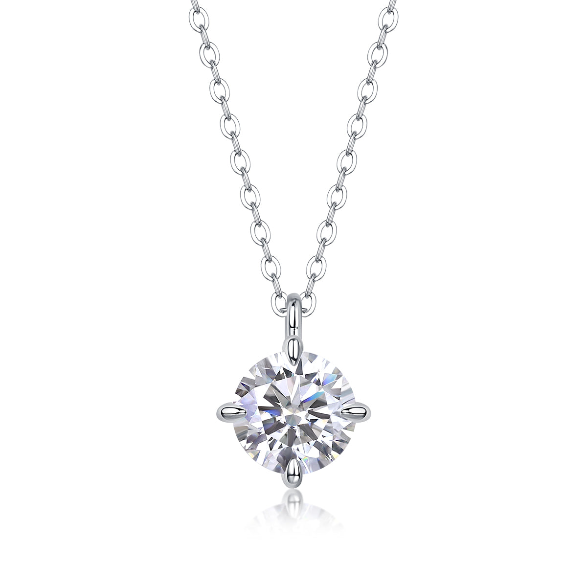 2-Carat Round Moissanite S925 Silver Platinum-Plated Pendant | Vloy