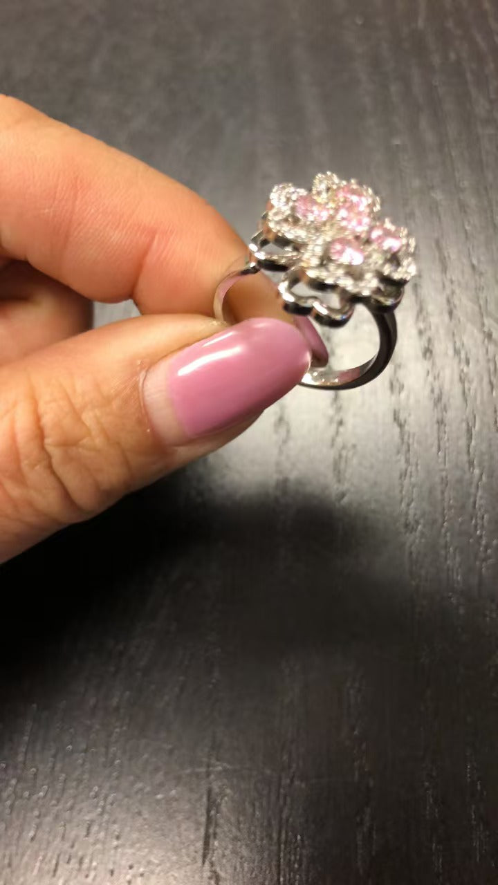 Sparkling Zircon Four-Leaf Clover Adjustable Ring | Vloy