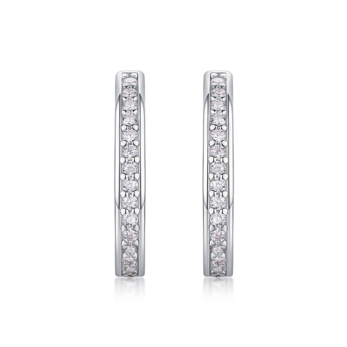 Funkelnde Moissanit S925 Silber Platin-beschichtete Ohrstecker | Vloy