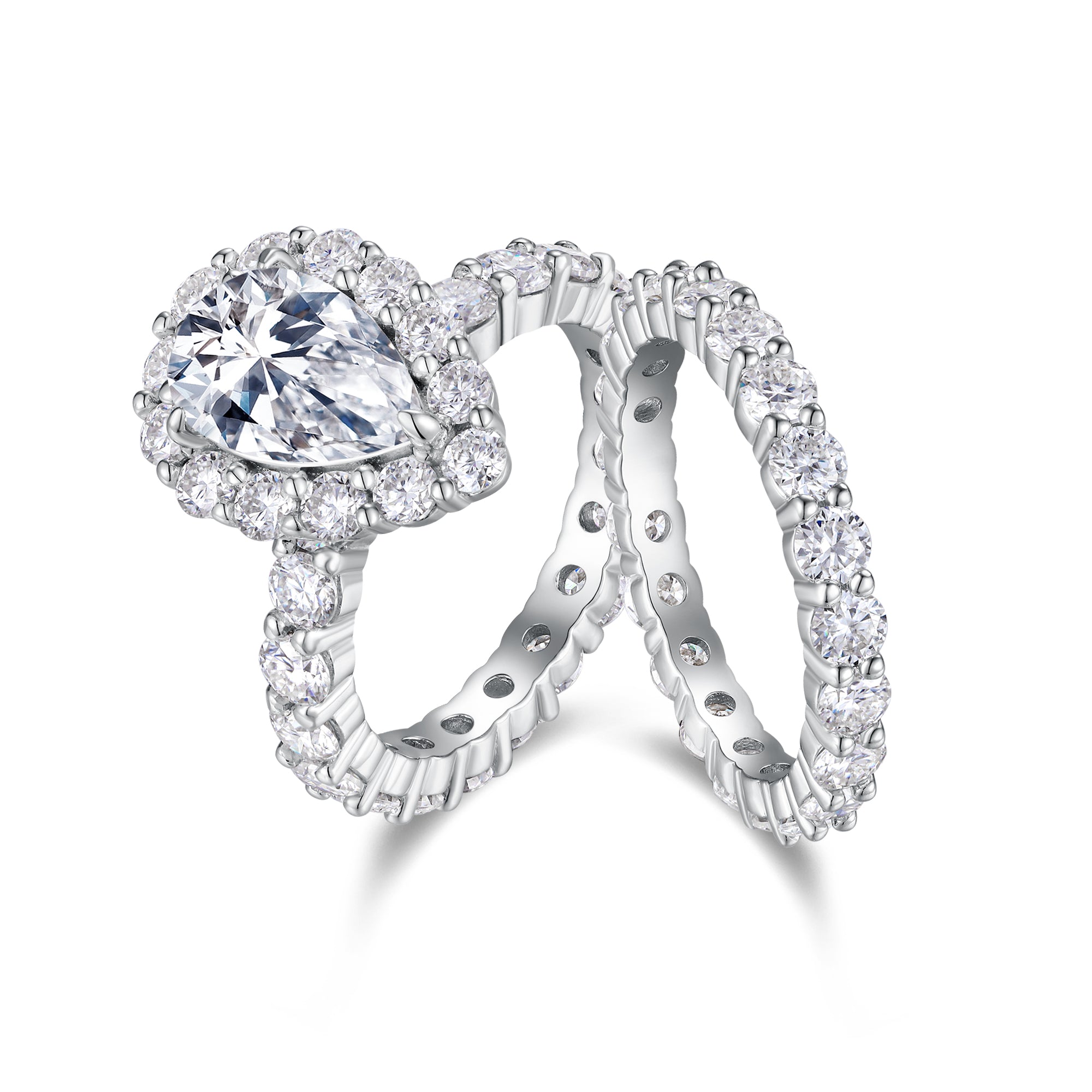 Pear-Cut Moissanite S925 Silver Platinum-Plated Unisex Ring | Vloy