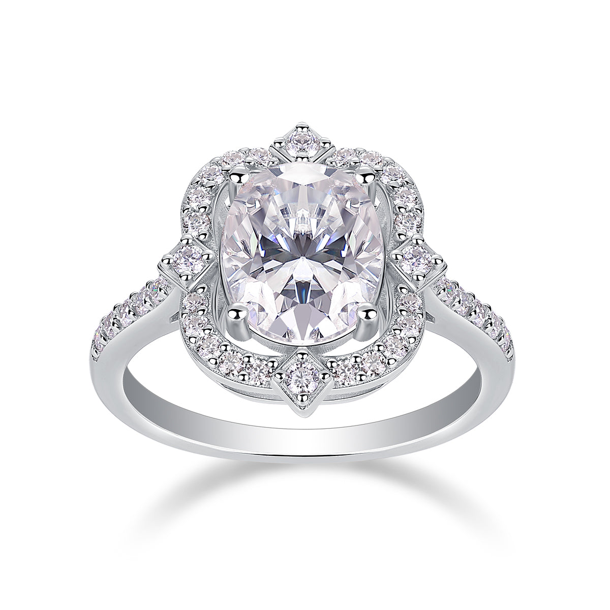 Camellia Moissanite S925 Silver Gold-Plated Statement Ring | Vloy