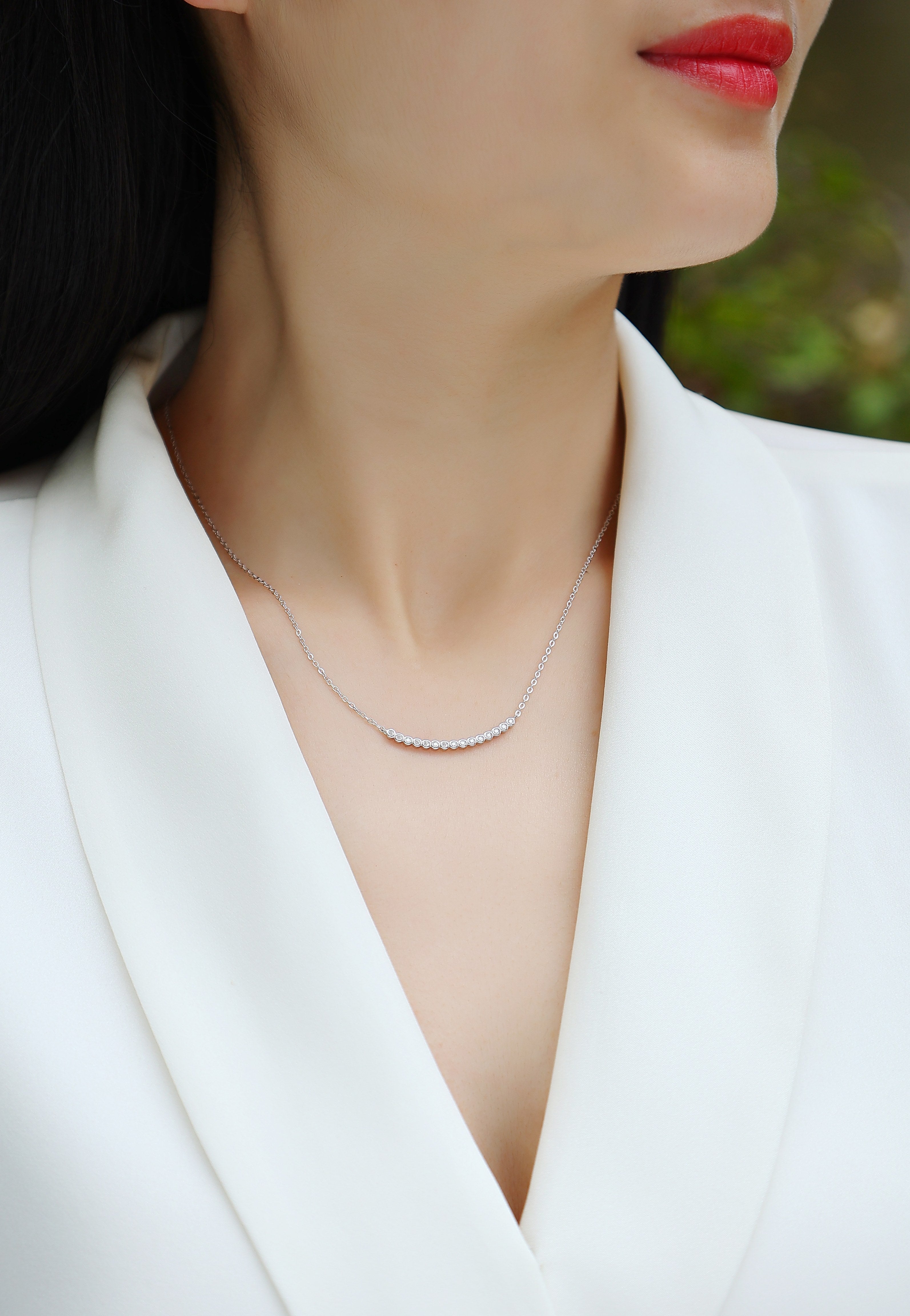Floating Moissanite S925 Silver Platinum-Plated Pendant Necklace | Vloy