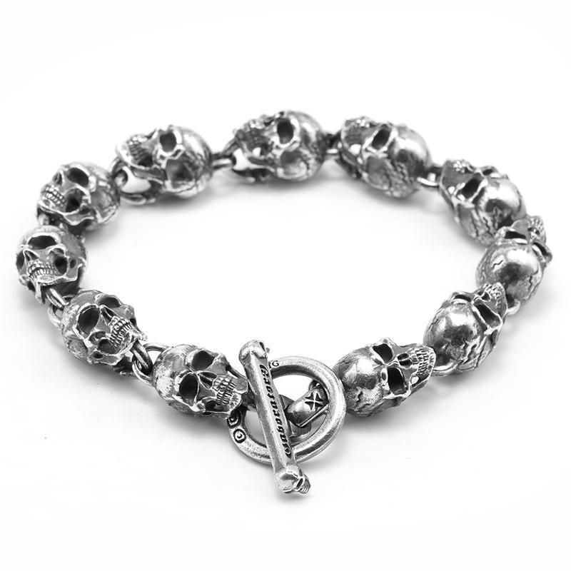 Handmade Skull Copper Motorcycle Bracelet – Punk Style for Men | Vloy